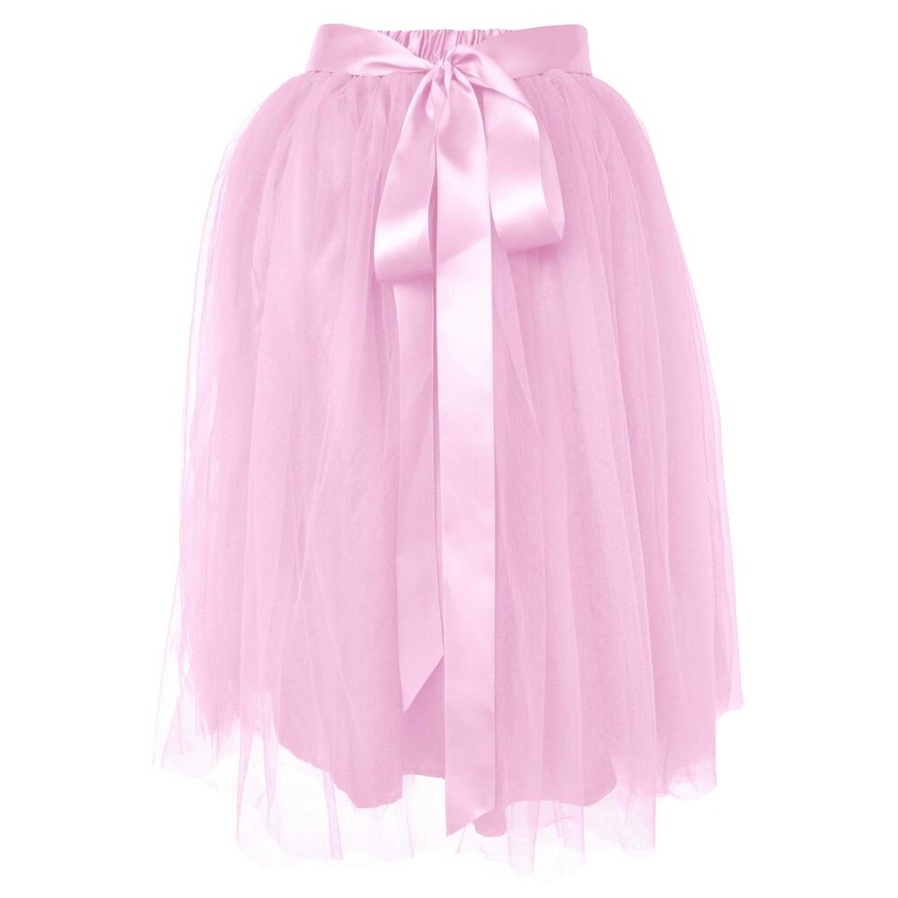 2604 Tulle Skirt Knee Length A Line Tutu Plus Size 20-26W Pink